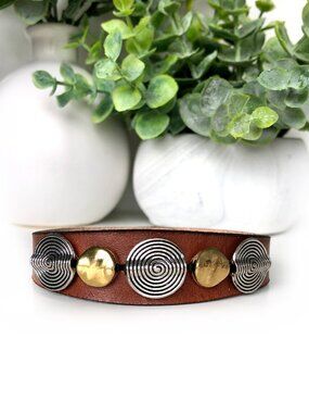 MishaGirl Handmade Thin Leather Bracelet for Women Gold and Silver Beads